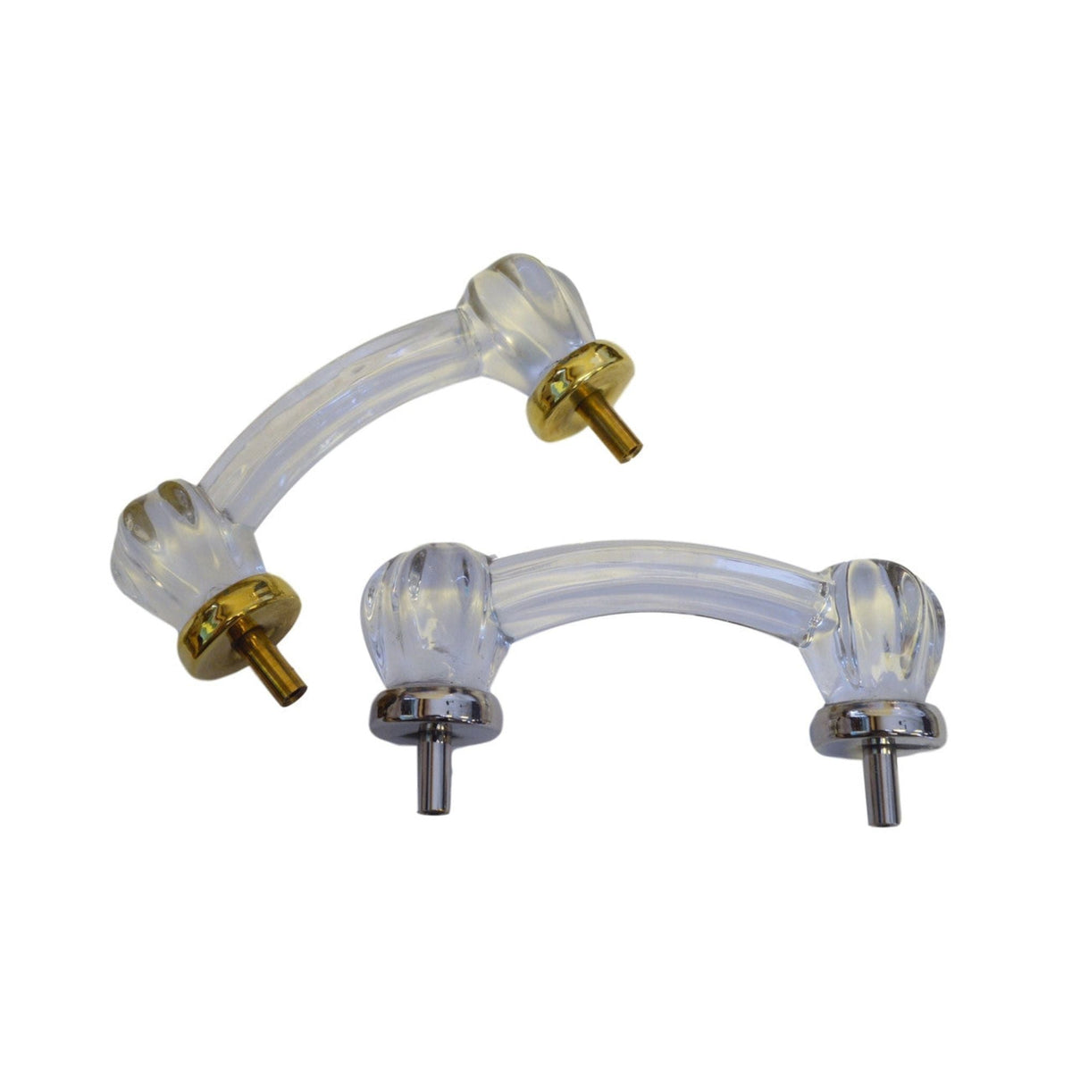 Clear Glass Handle, Star-shaped. Brass or Nickel Finish