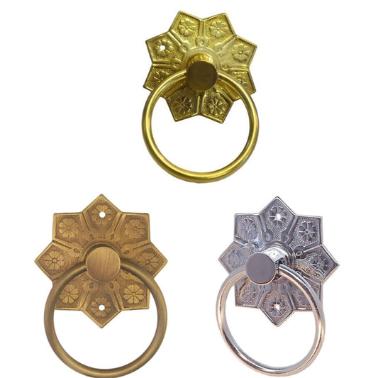 Brass Eastlake Ring Pull with Detailed Victorian 1870's Polished Brass