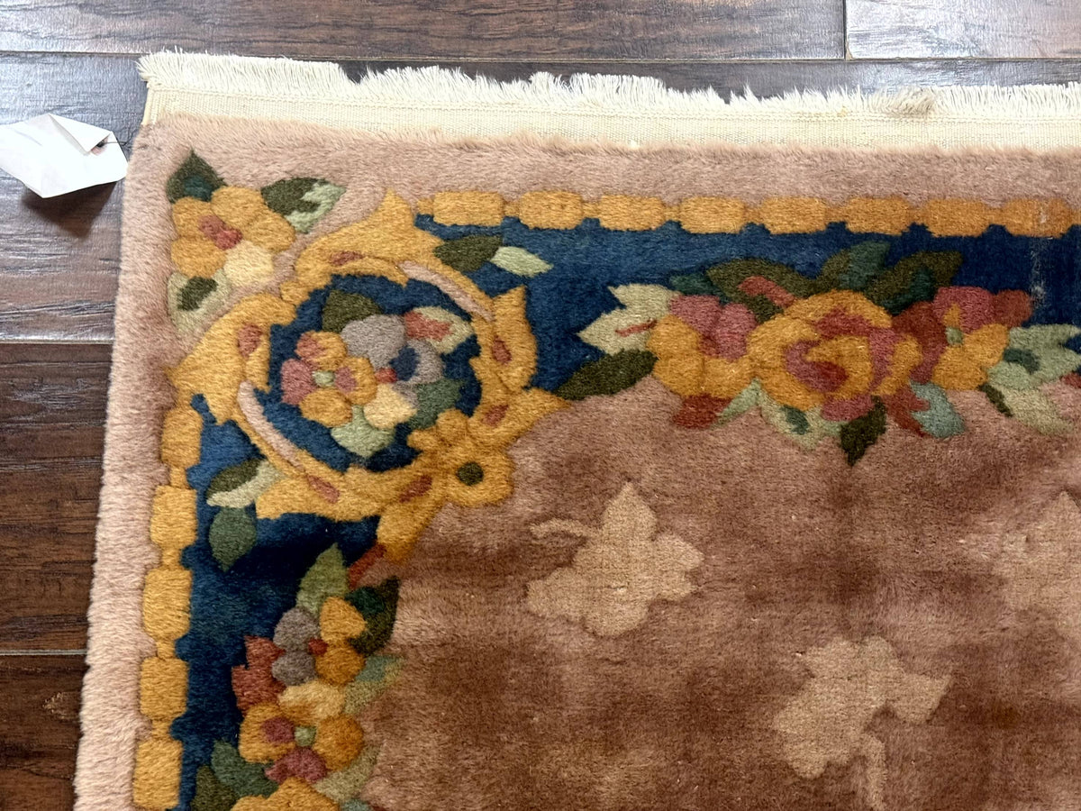 Chinese Wool Rug 3x5, Vintage 90 Line Carpet, Small Art Deco Rug