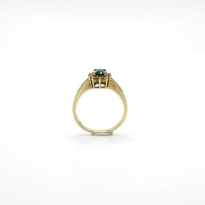 Vintage Genuine Diamond and Earth Mined Emerald Ring In 10K Yellow Gold