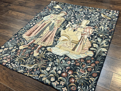 Vintage Belgium Tapestry 4x5, The Concet Musicians, Green