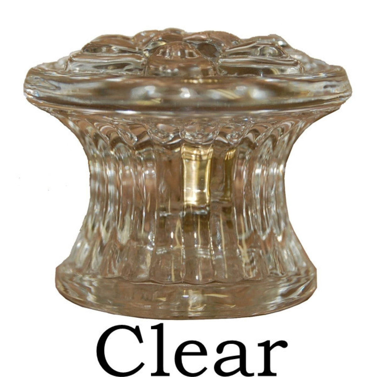 Large Colonial Glass Knob Elegant Pressed Glass with Embossed Flower Clear & Opal White Colors