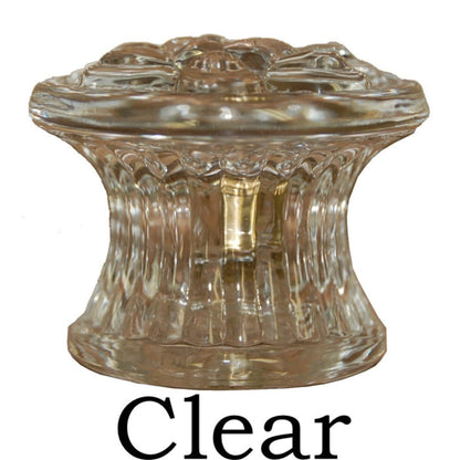 Large Colonial Glass Knob Elegant Pressed Glass with Embossed Flower Clear & Opal White Colors