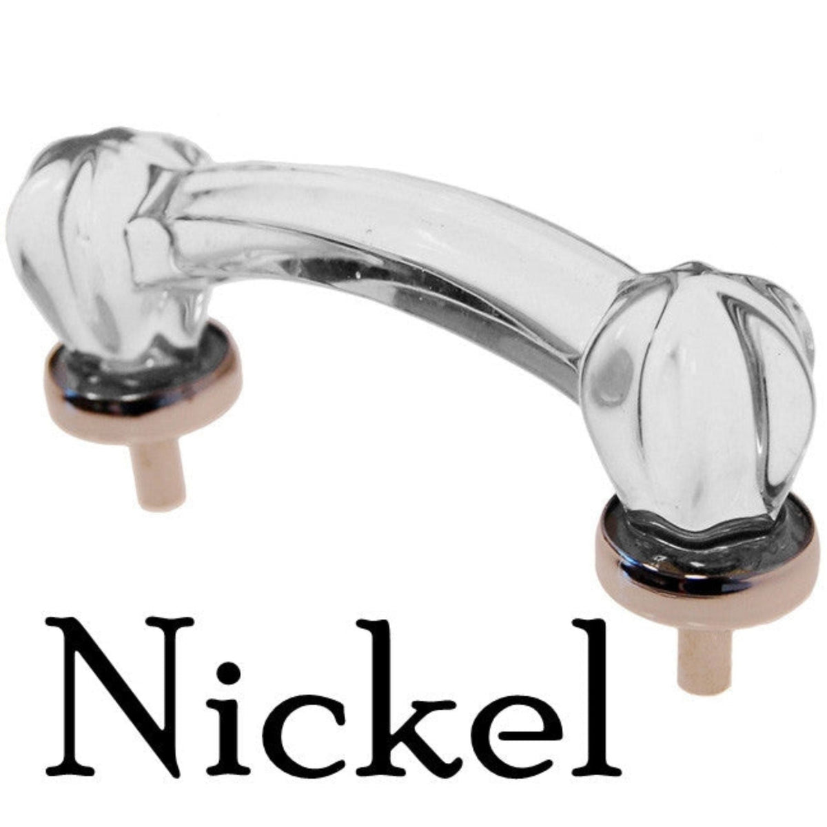 Clear Glass Handle, Star-shaped. Brass or Nickel Finish