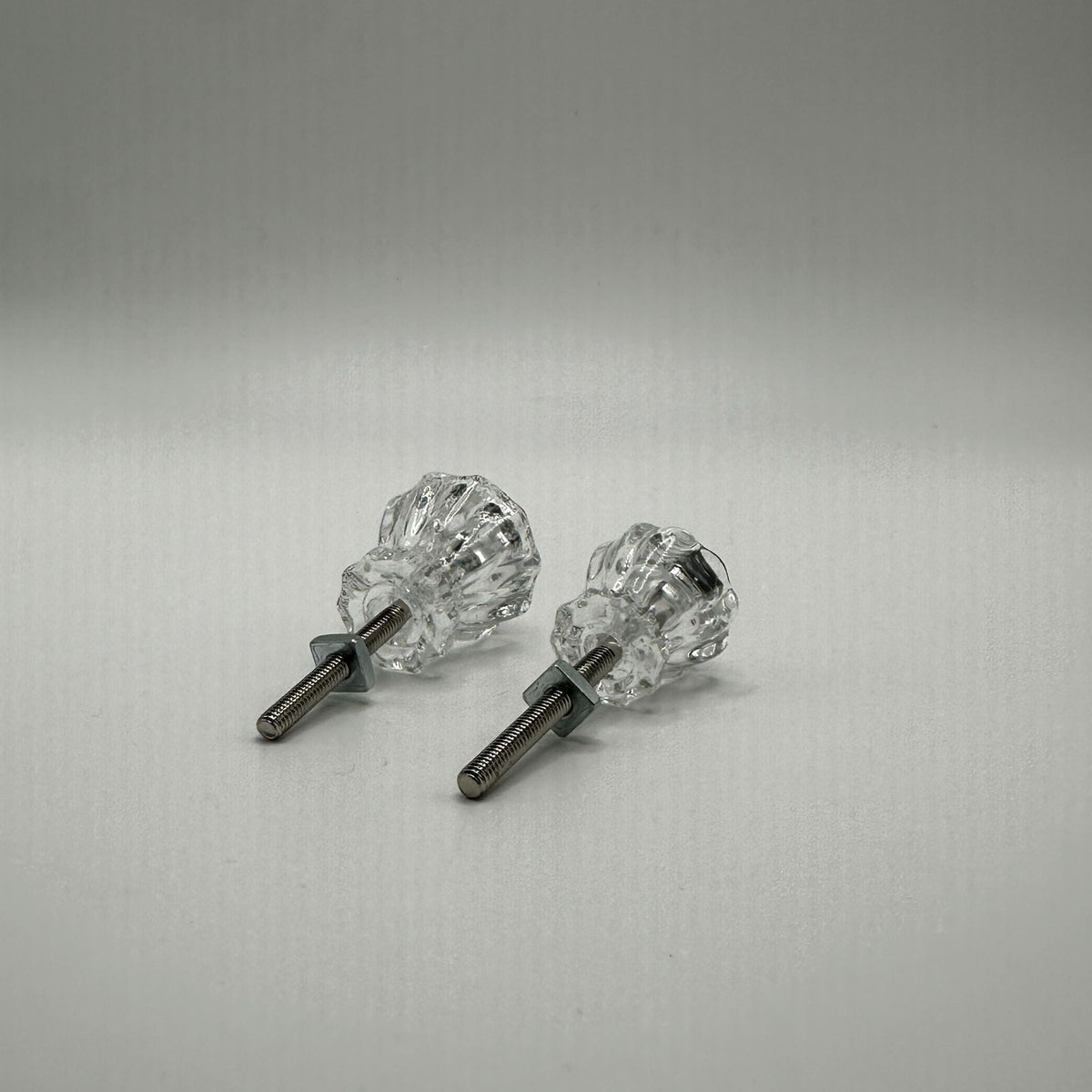 Fluted Glass Knob Vintage Old-Cut Replica Front Mounted Retro Depression Era