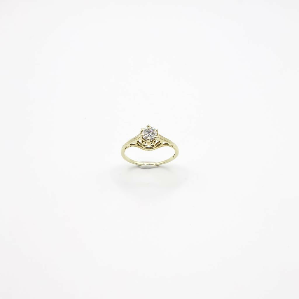 Vintage 0.45 Genuine Diamond Engagement Ring in 14K Gold