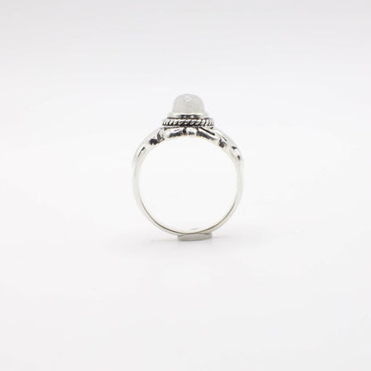 Vintage Genuine Moonstone and Sterling Silver Enamel Sun Ring