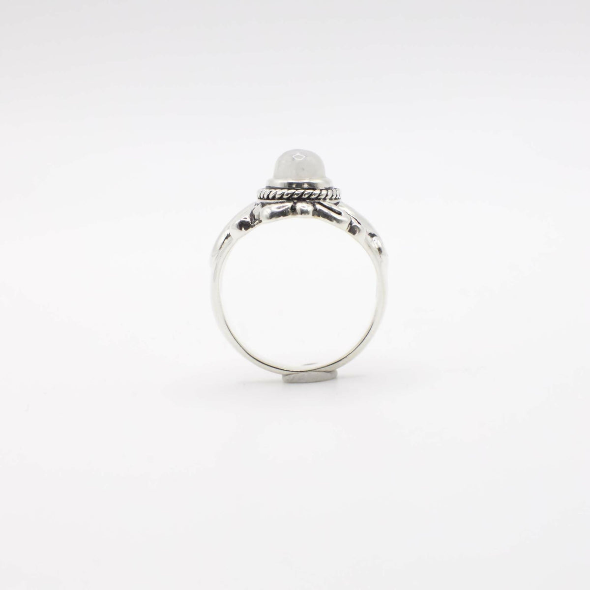 Vintage Genuine Moonstone and Sterling Silver Enamel Sun Ring