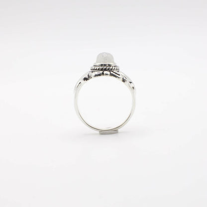 Vintage Genuine Moonstone and Sterling Silver Enamel Sun Ring