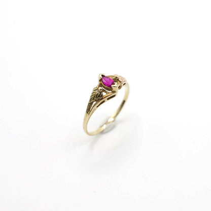 Vintage Genuine Black Hills Gold Marquise Cut Pink Sapphire Ring In 10K and 12K Gold