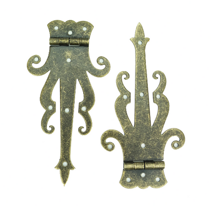 5" Medieval Decorative Bronze Finish Strap Hinges - Set of 2