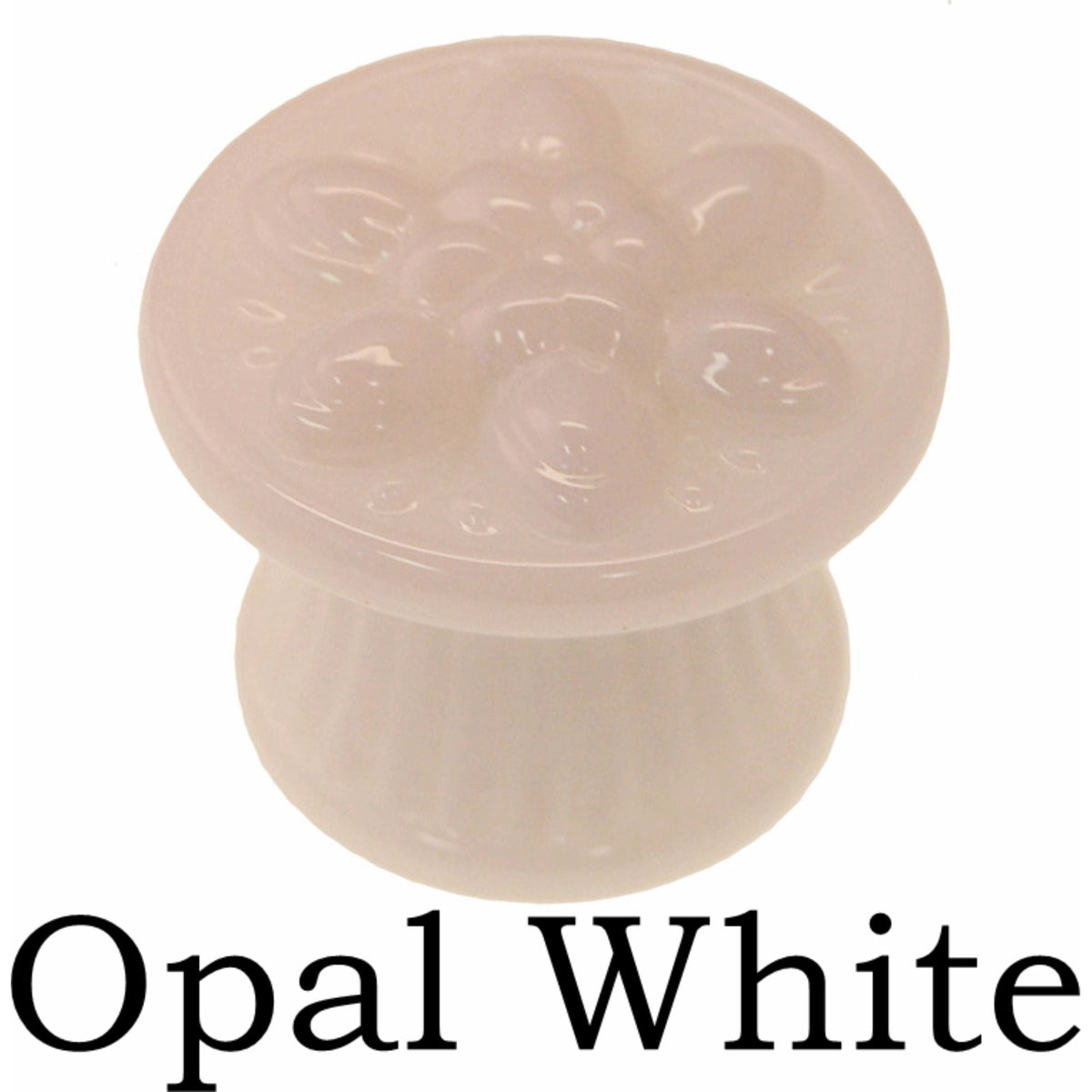 Large Colonial Glass Knob Elegant Pressed Glass with Embossed Flower Clear & Opal White Colors