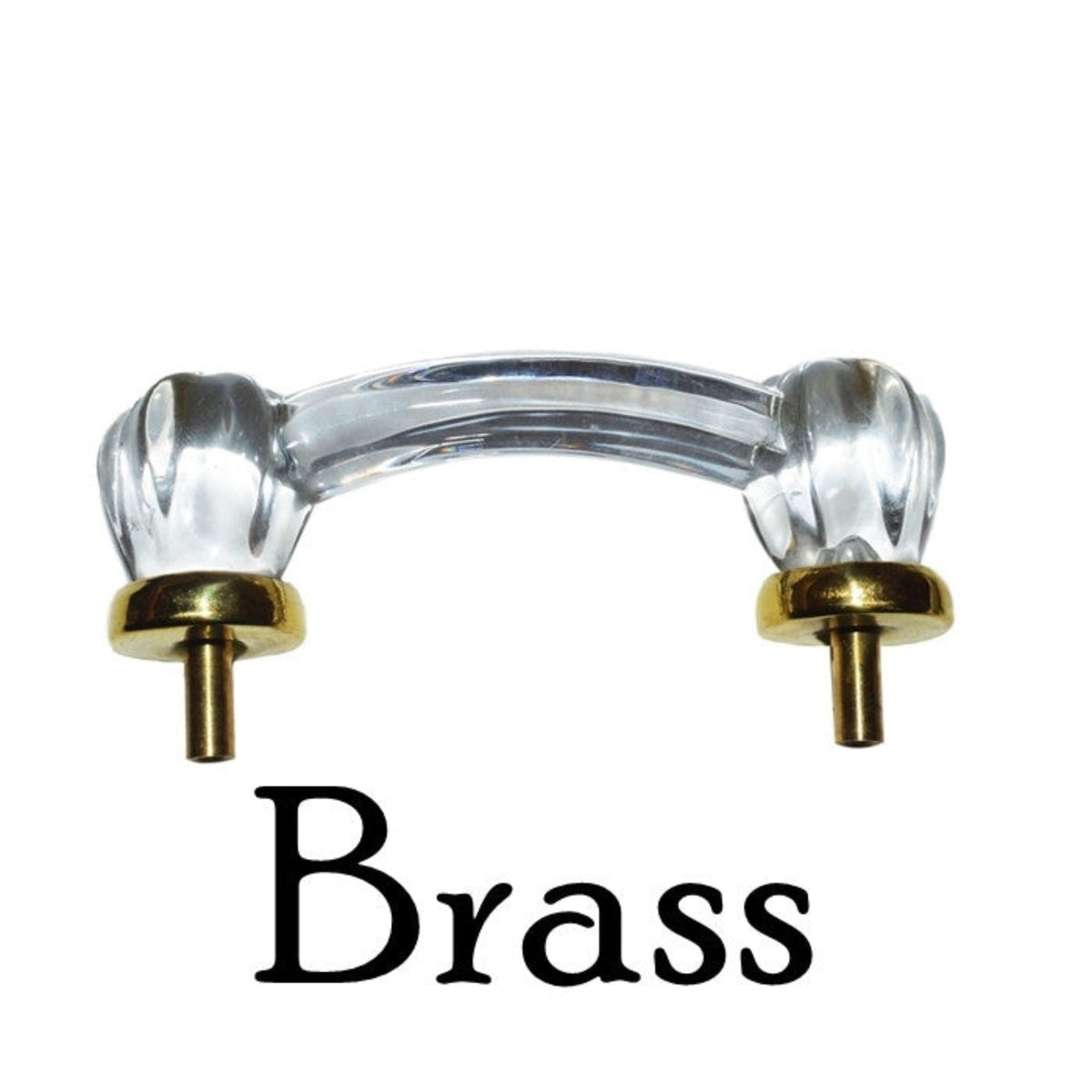 Clear Glass Handle, Star-shaped. Brass or Nickel Finish