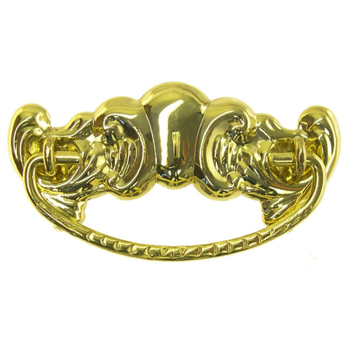 Victorian/American Oak Style Drawer Pull with Stamped Brass Back Plate and Cast Bail
