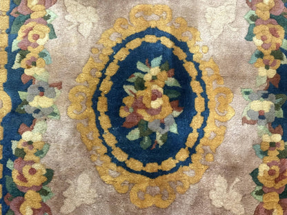 Chinese Wool Rug 3x5, Vintage 90 Line Carpet, Small Art Deco Rug