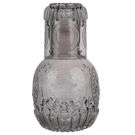 Gray Glass 2-Piece Carafe Set