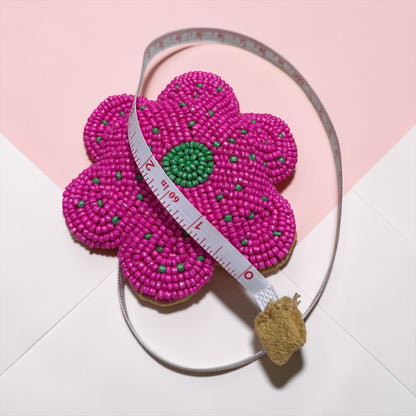 Handmade Glass Beaded Flower Tape Measure
