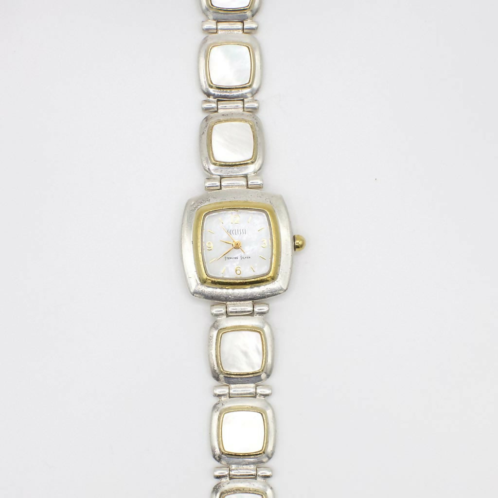 Vintage Ecclissi Genuine Mother of Pearl and Sterling Silver Watch