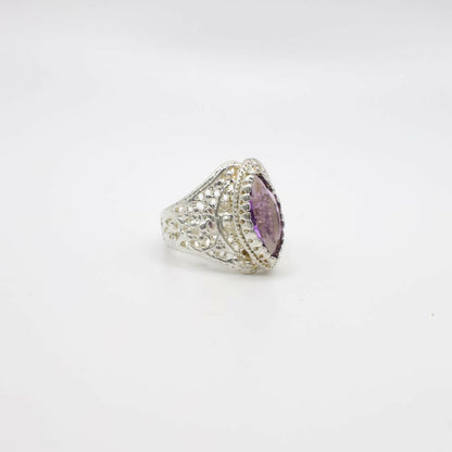 Vintage Genuine Amethyst and Sterling Silver Ring