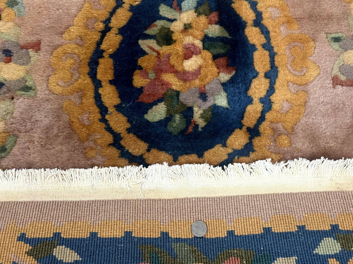 Chinese Wool Rug 3x5, Vintage 90 Line Carpet, Small Art Deco Rug
