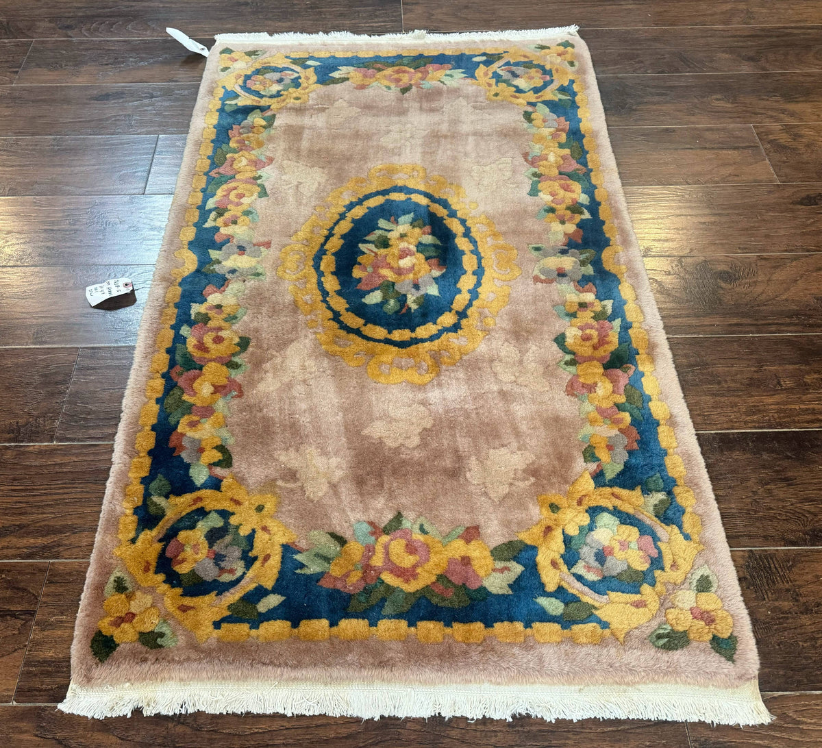 Chinese Wool Rug 3x5, Vintage 90 Line Carpet, Small Art Deco Rug