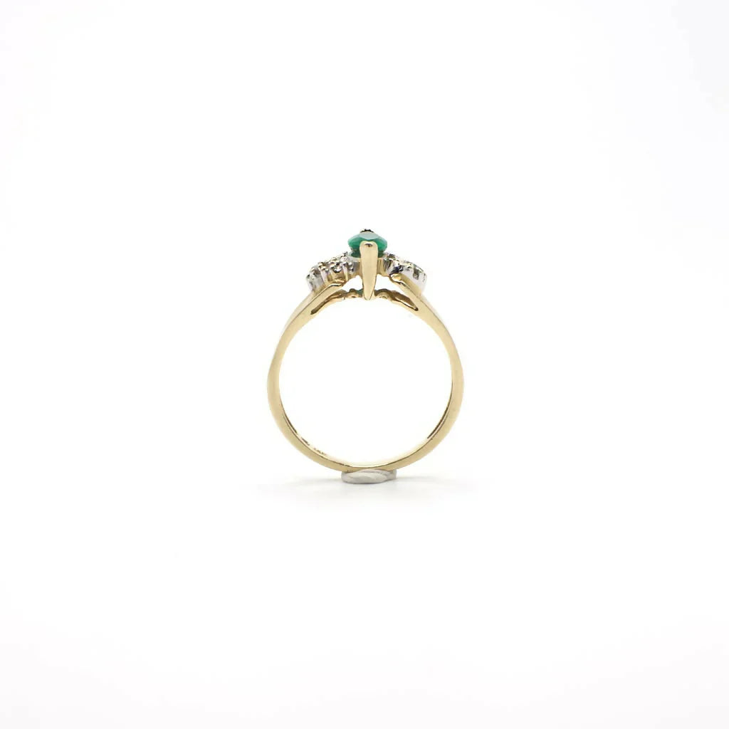 Vintage Emerald and Diamond Ring In 10k Yellow Gold