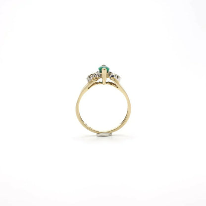Vintage Emerald and Diamond Ring In 10k Yellow Gold