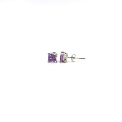 Vintage Genuine Amethyst and Sterling Silver Stud Earrings