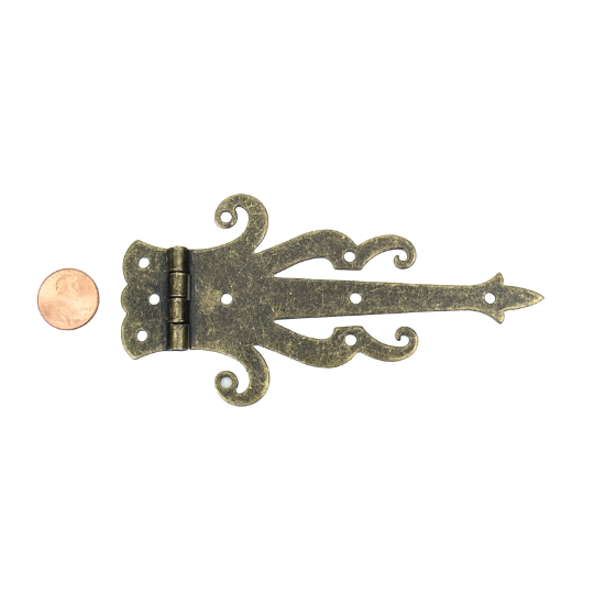 5" Medieval Decorative Bronze Finish Strap Hinges - Set of 2