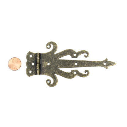 5" Medieval Decorative Bronze Finish Strap Hinges - Set of 2
