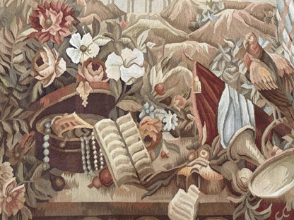 Vintage French Tapestry 5x7, Handmade, Wool, Aubusson Weave
