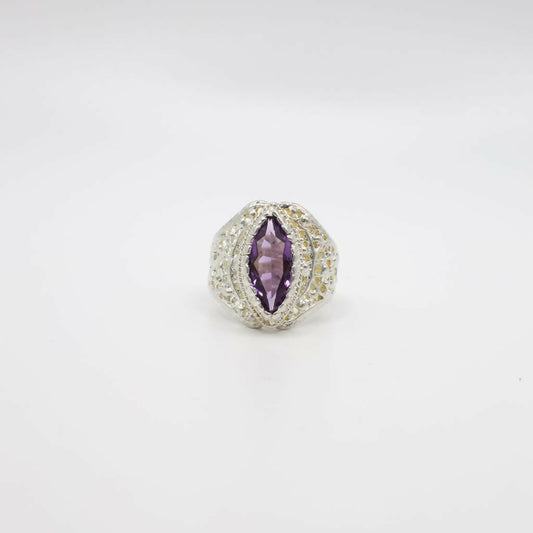 Vintage Genuine Amethyst and Sterling Silver Ring