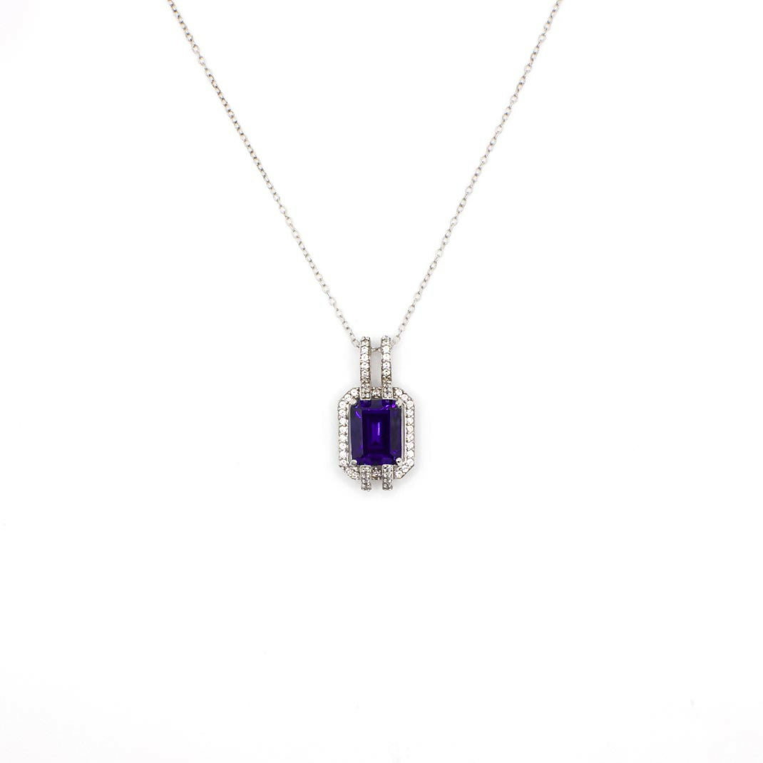 Vintage Art Deco Inspired Genuine Sapphire and CZ Pendant Sterling Silver Necklace and Ring Set