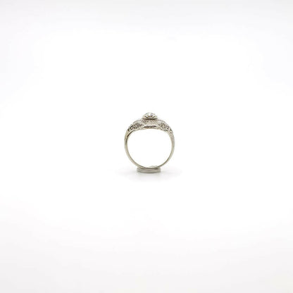 Vintage Art Deco Inspired Genuine Diamond and 14K White Gold Ring