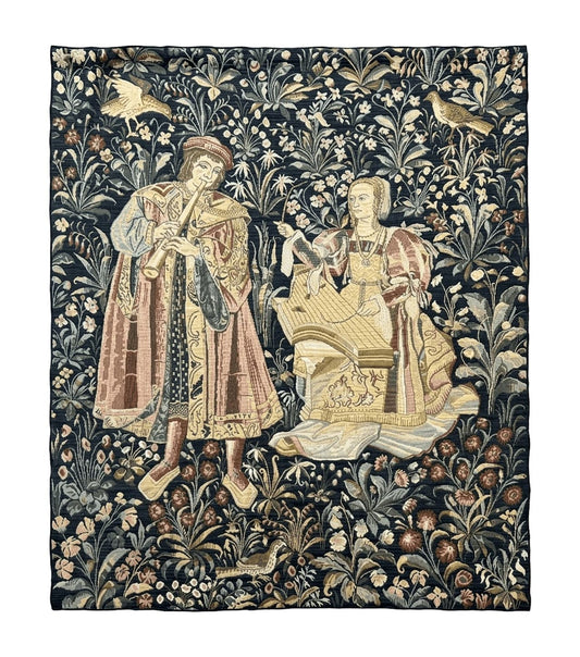 Vintage Belgium Tapestry 4x5, The Concet Musicians, Green