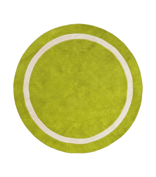 Large Round Rug 9x9, Vintage Retro Design, Lime Green