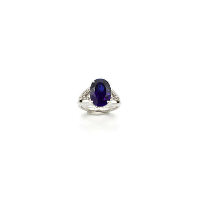 Vintage Genuine Sapphire and Diamond Sterling Silver Ring