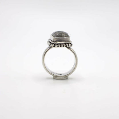 Vintage Genuine Rutile Quartz and Sterling Silver Accent Ring