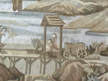 Vintage French Tapestry 5x7, Handmade, Wool, Aubusson Weave