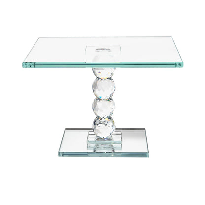 Exquisite Crystal Dessert Stand with Mirror Pedestal Base