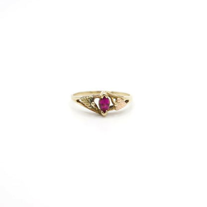 Vintage Genuine Black Hills Gold Marquise Cut Pink Sapphire Ring In 10K and 12K Gold