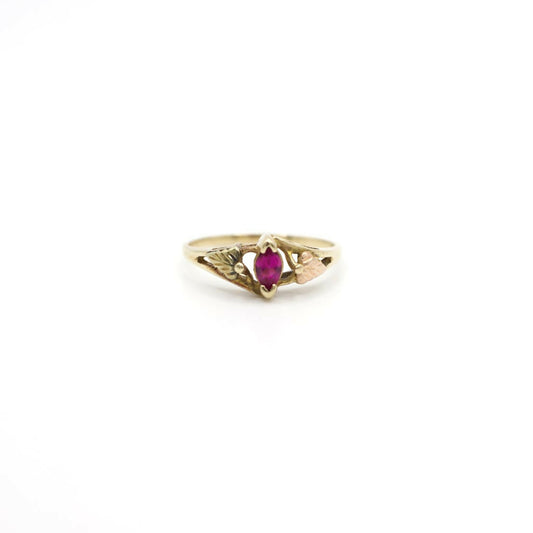Vintage Genuine Black Hills Gold Marquise Cut Pink Sapphire Ring In 10K and 12K Gold