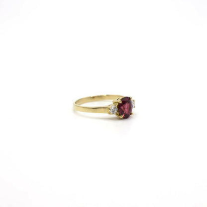 Pre-Loved Genuine Diamond and Ruby Ring In 18K Yellow Gold
