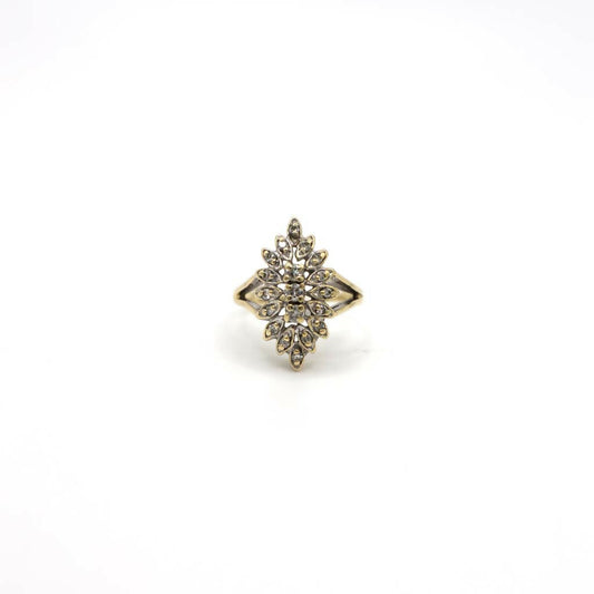 Vintage Genuine Diamond Burst Ring In 14K Yellow Gold