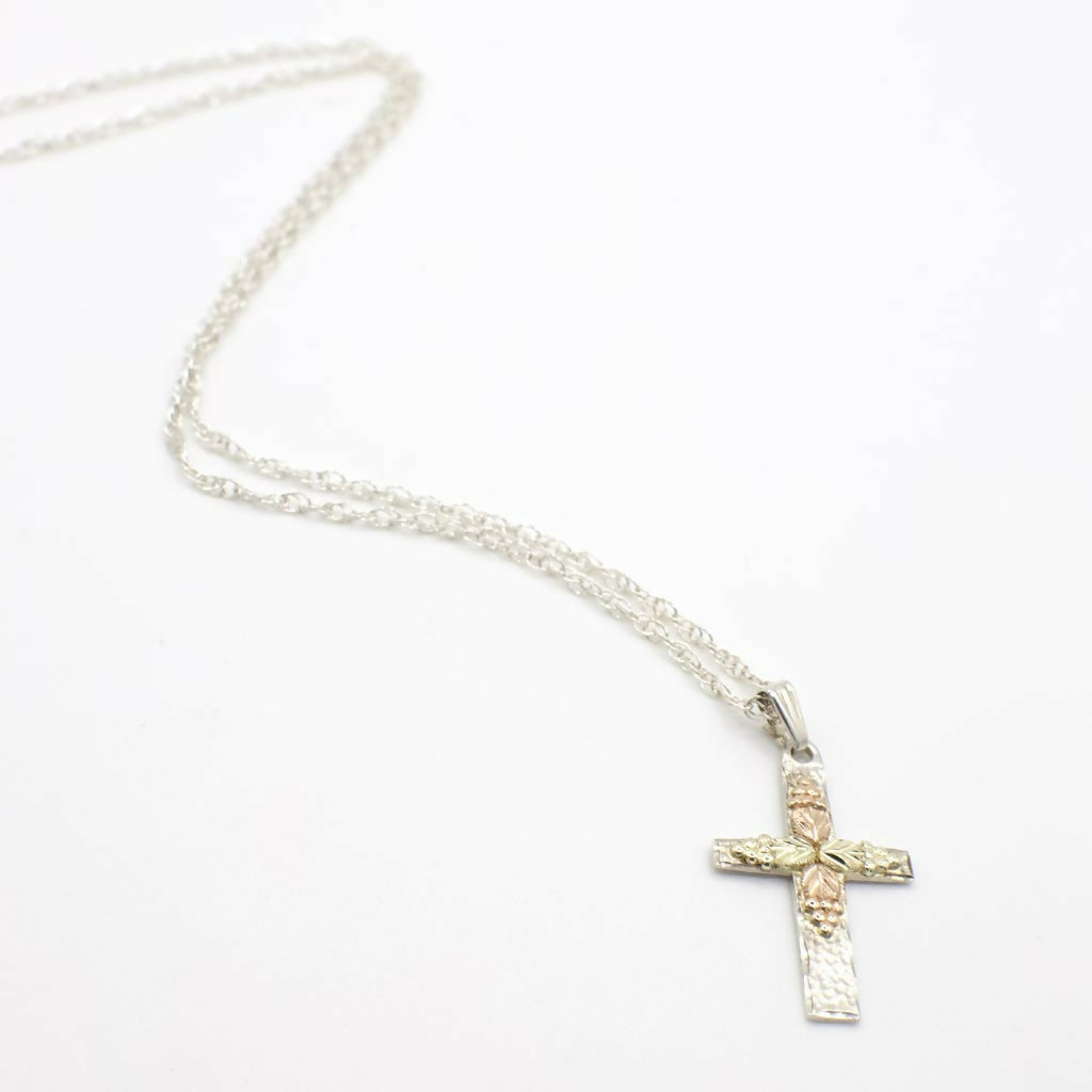 Vintage Black Hills Gold Cross Pendant Necklace