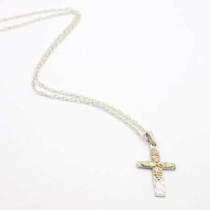 Vintage Black Hills Gold Cross Pendant Necklace