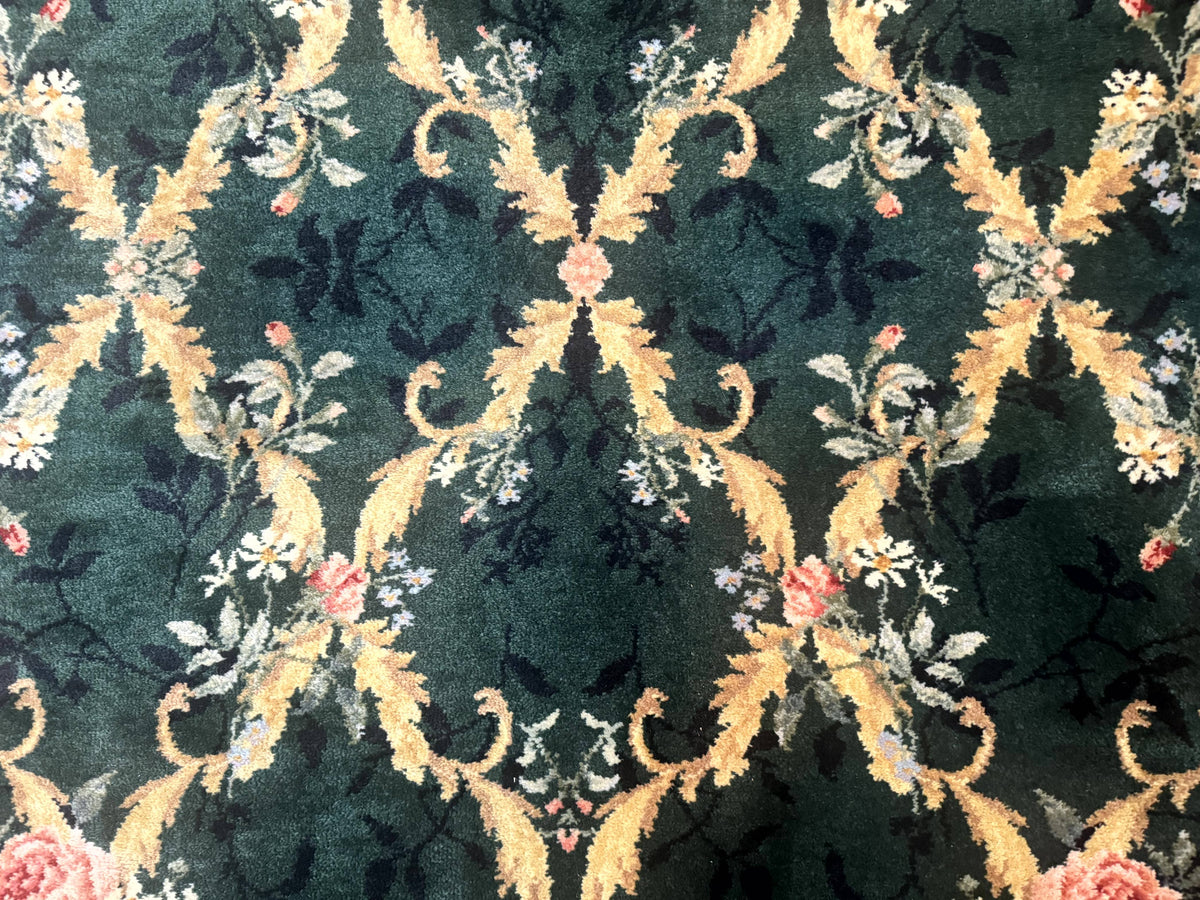 Karastan Garden of Eden Rug 4x6, Green Savonnerie 509/1733, Original Discontinued Vintage Karastan Carpet