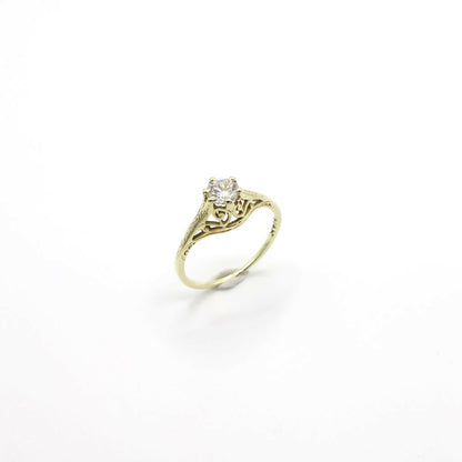 Vintage 0.45 Genuine Diamond Engagement Ring in 14K Gold