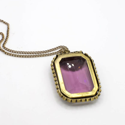 Vintage Art Deco Style Gemstone Pendant Necklace