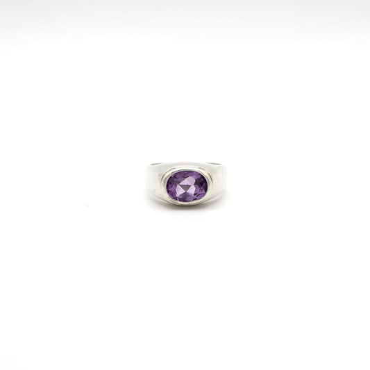 Vintage Genuine Amethyst and Sterling Silver Ring
